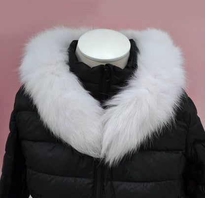 White Hood Fur Trim single – genuine fox tail fur – image 5