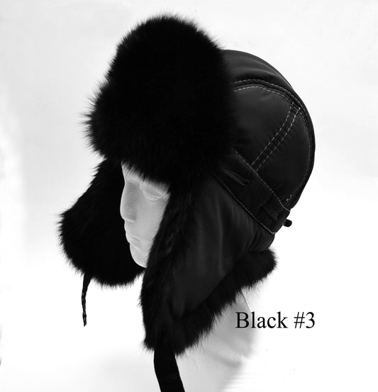 READY to SHIP Fur Ear Flap Hat, Men real fur hat, Trapper Hat, Aviator Hat, Ushanka, Russian Hat, Ski Hat, Rabbit Fur, Fur Hat Ear Flaps