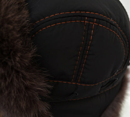 READY to SHIP Fur Ear Flap Hat, Men real fur hat, Trapper Hat, Aviator Hat, Ushanka, Russian Hat, Ski Hat, Rabbit Fur, Fur Hat Ear Flaps