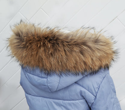 Natural Finnish raccoon fur hood trim cut from genuine Finnish raccoon pelt – size XXL – view 5