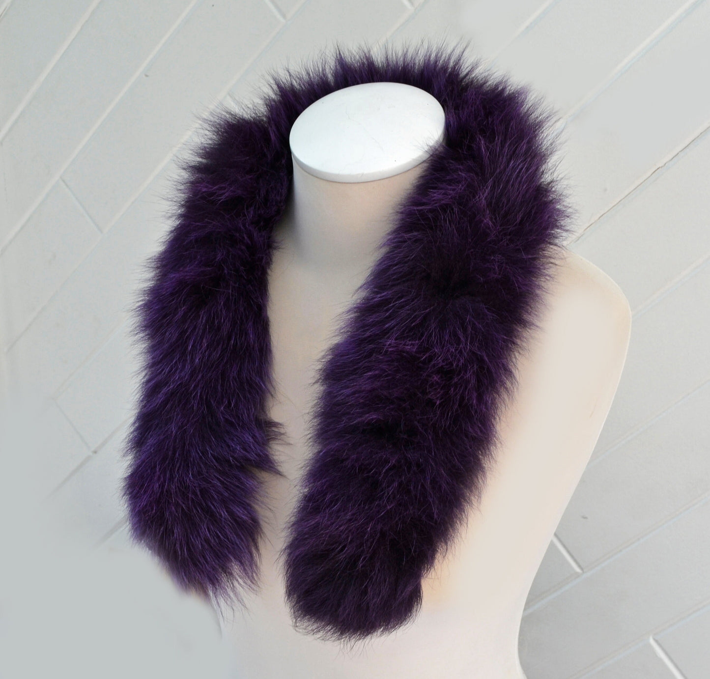 BY ORDER, Real Fox Fur (Tail) Trim Hood, Fur collar trim, Fox Fur Collar, Fur Scarf, Fur Ruff, Fur Hood, Fur stripe, Coat Trim, Purple
