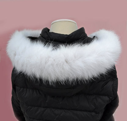 White Hood Fur Trim single – genuine fox tail fur – image 1