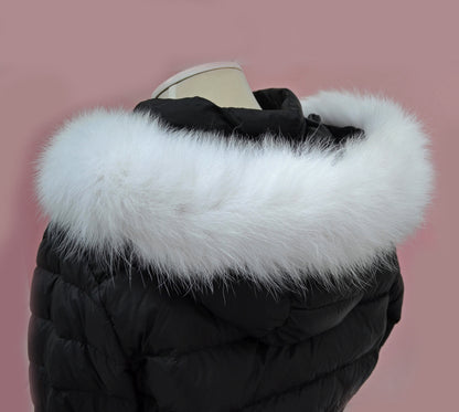 White Hood Fur Trim single – genuine fox tail fur – image 3