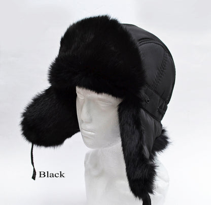Ushanka Hat – Real Rabbit Fur Winter Hat – Black with Black Rabbit Fur – view 4