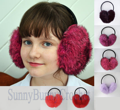 Real Fur Earmuffs, Rabbit Fur Ear Warmer, Purple Earmuffs, Large Ear Muffs, Fluffy Ear Muffs, Earmuffs Women, Rabbit Fur, Ear Warmers