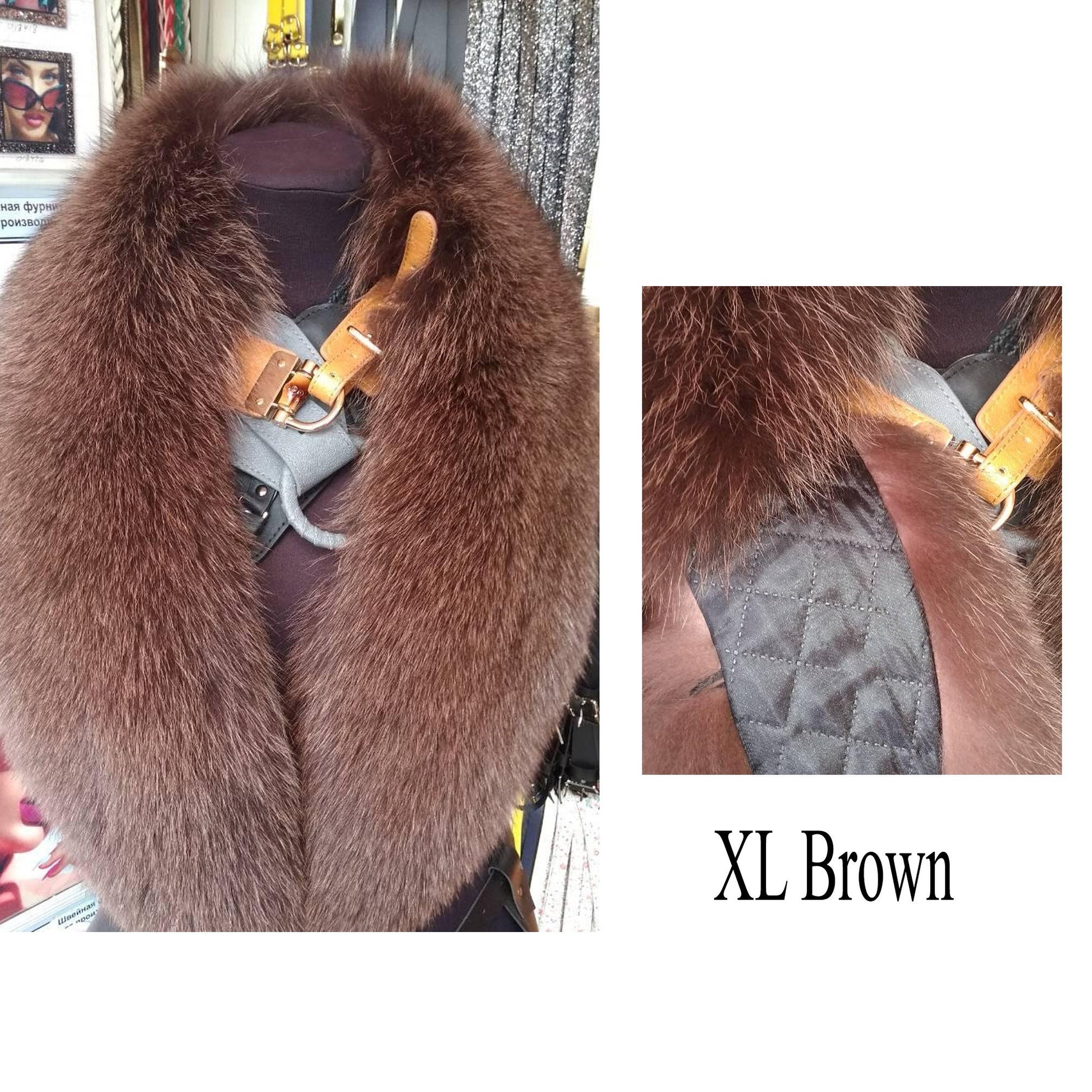 Arctic fox fur hood trim cut from genuine Arctic fox pelt – size XL – view 3