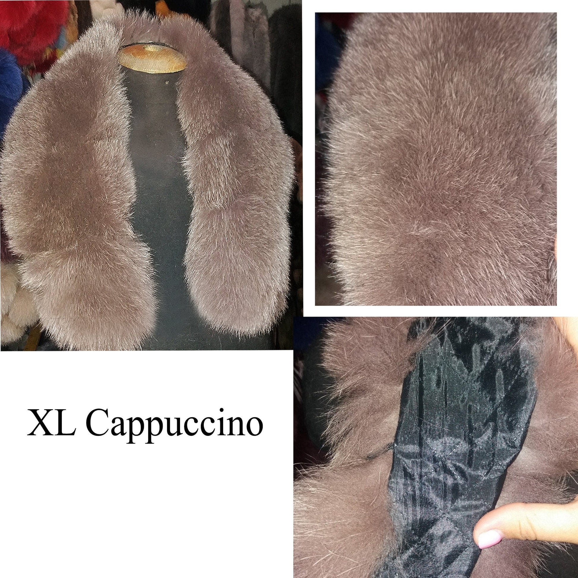 Arctic fox fur hood trim cut from genuine Arctic fox pelt – size XL – view 4