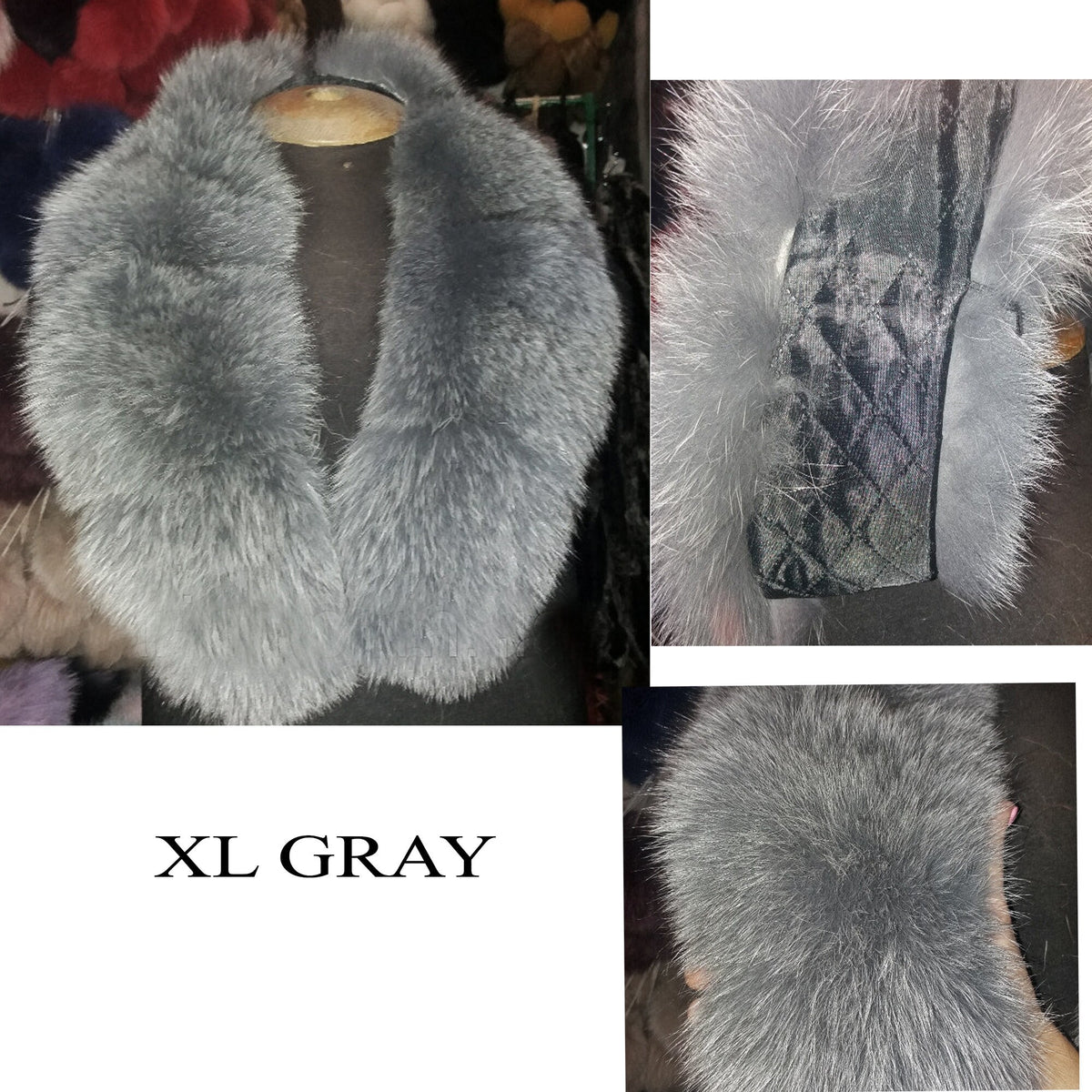 Arctic fox fur hood trim cut from genuine Arctic fox pelt – size XL – view 6