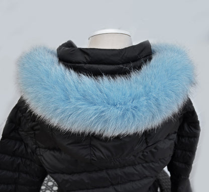 Blue Replacement Fur Trim single – genuine fox tail fur – image 3