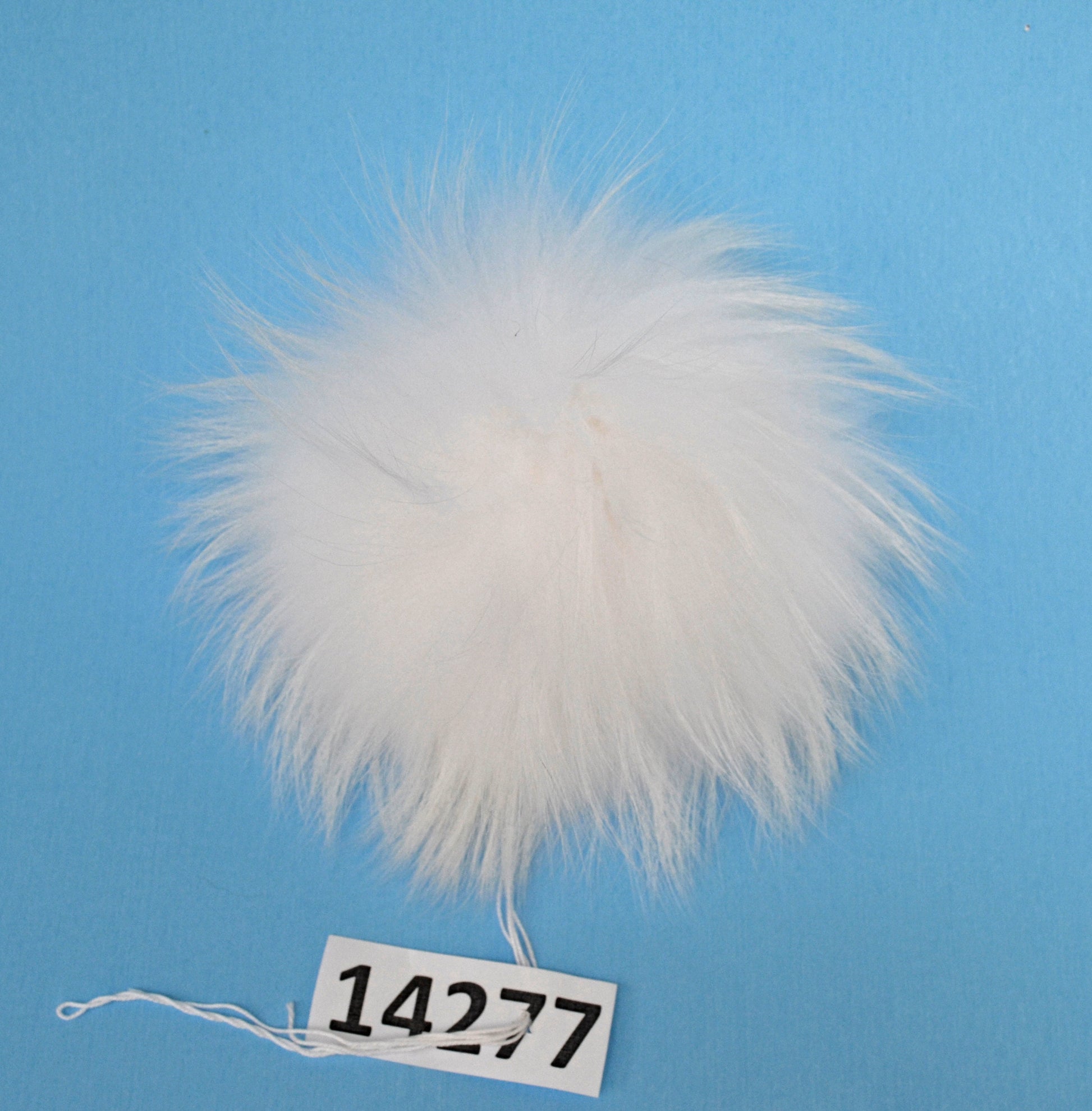 White Raccoon Fur Pom Pom: 7" Fluffy Knit Hat Ball