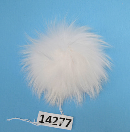 White Detachable Fur Pom Pom – genuine raccoon fur – image 2