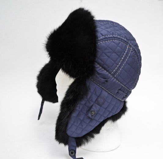 READY to SHIP Child Real Fur Hat, Aviator Hat, Ushanka, Russian Hat, Ski Hat, Rabbit Fur Hat Ear Flaps, Warm Hat, Childs Fur Hat, Trapper