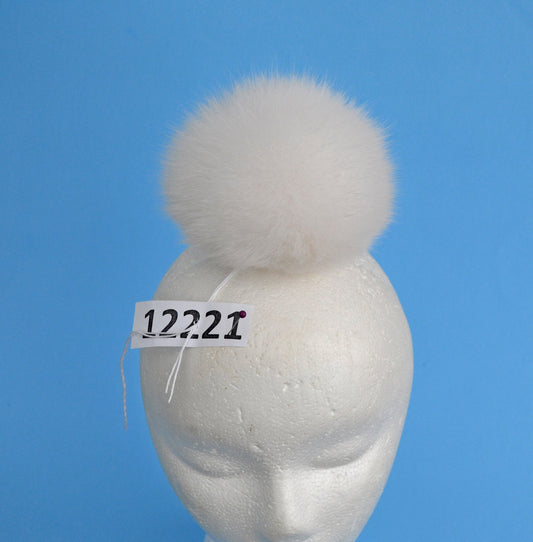 White Detachable Fox Fur Pom Pom – genuine fox fur – image 1