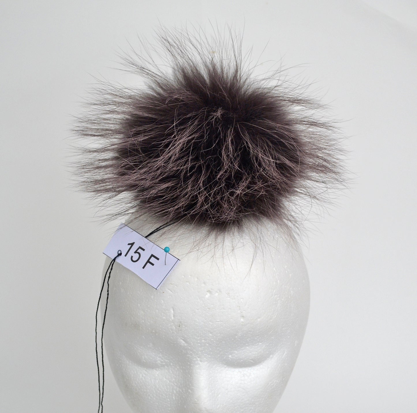 Large Brown Raccoon Fur Pom Pom: 8" Hat Topper