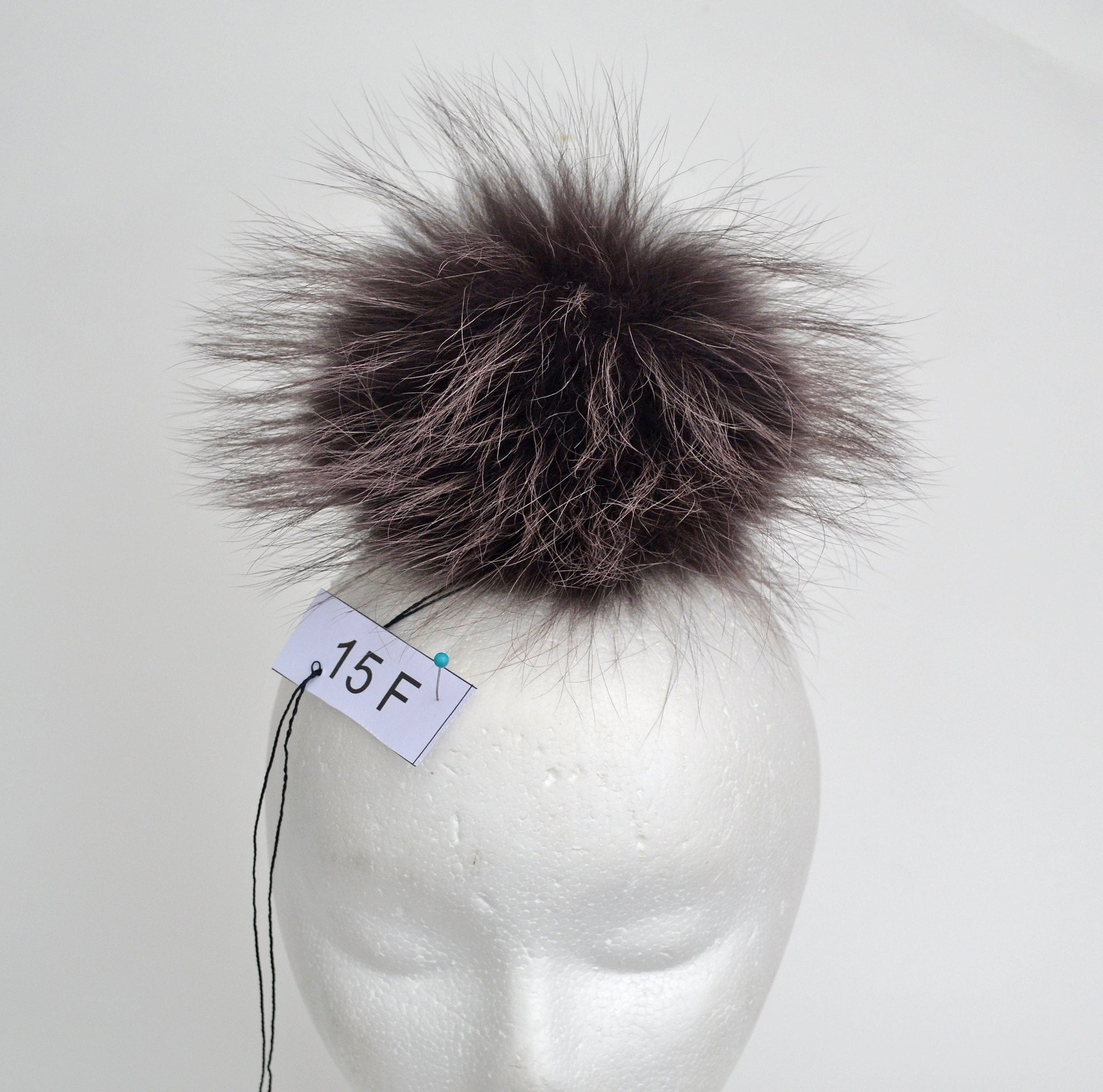 Large Brown Raccoon Fur Pom Pom: 8" Hat Topper