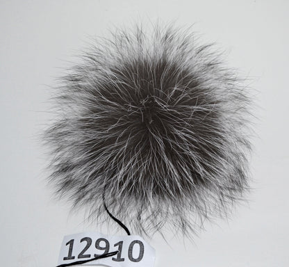 Natural Silver Silver Fox Pom Pom Pair – genuine silver fox fur – image 2