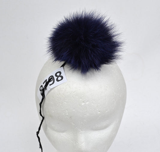 4.5" Blue Fox Fur Pom Pom: Detachable Winter Hat Topper