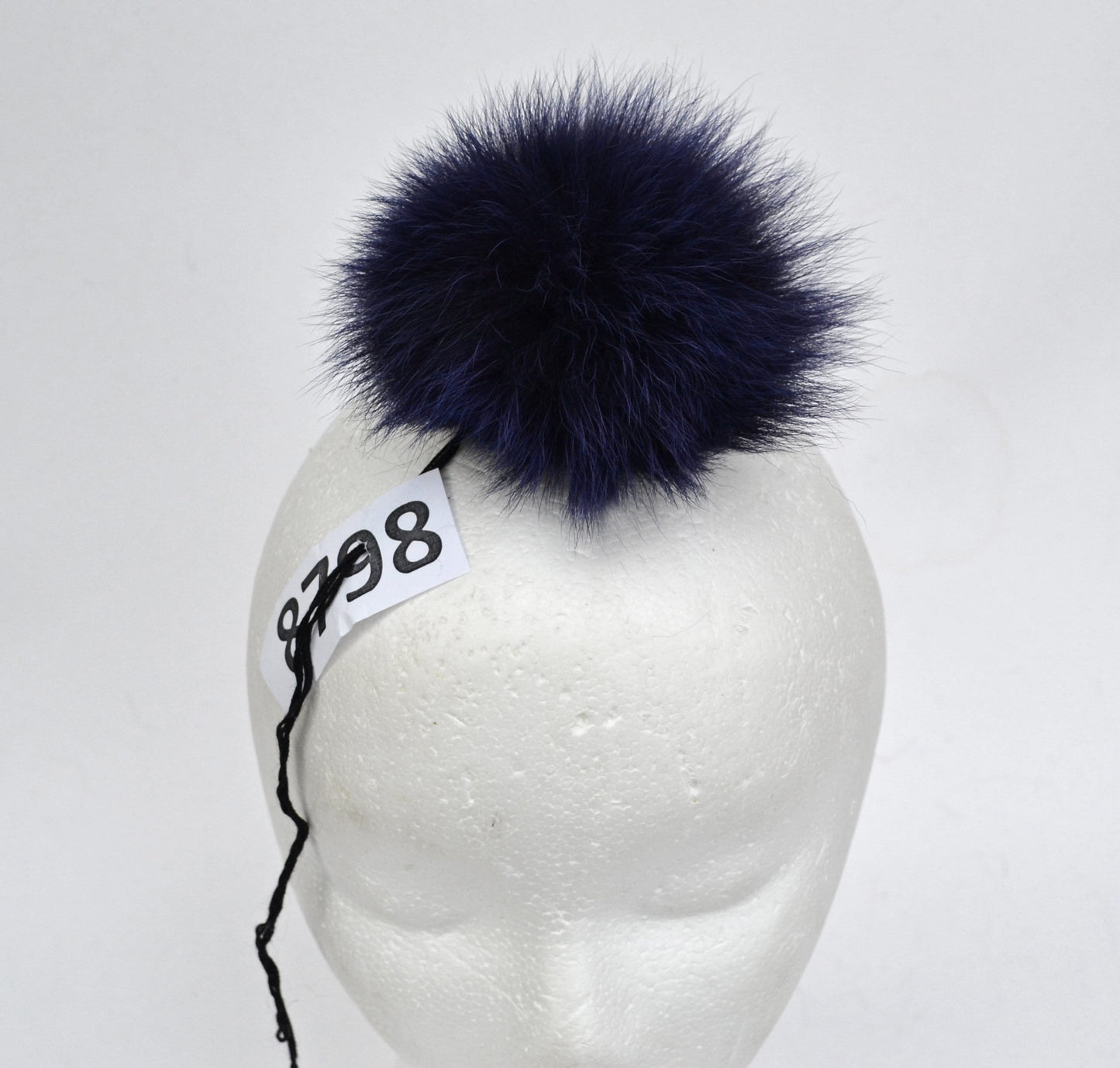 4.5" Blue Fox Fur Pom Pom: Detachable Winter Hat Topper