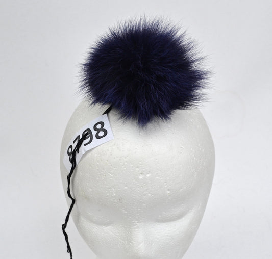 4.5" Blue Fox Fur Pom Pom: Detachable Winter Hat Topper