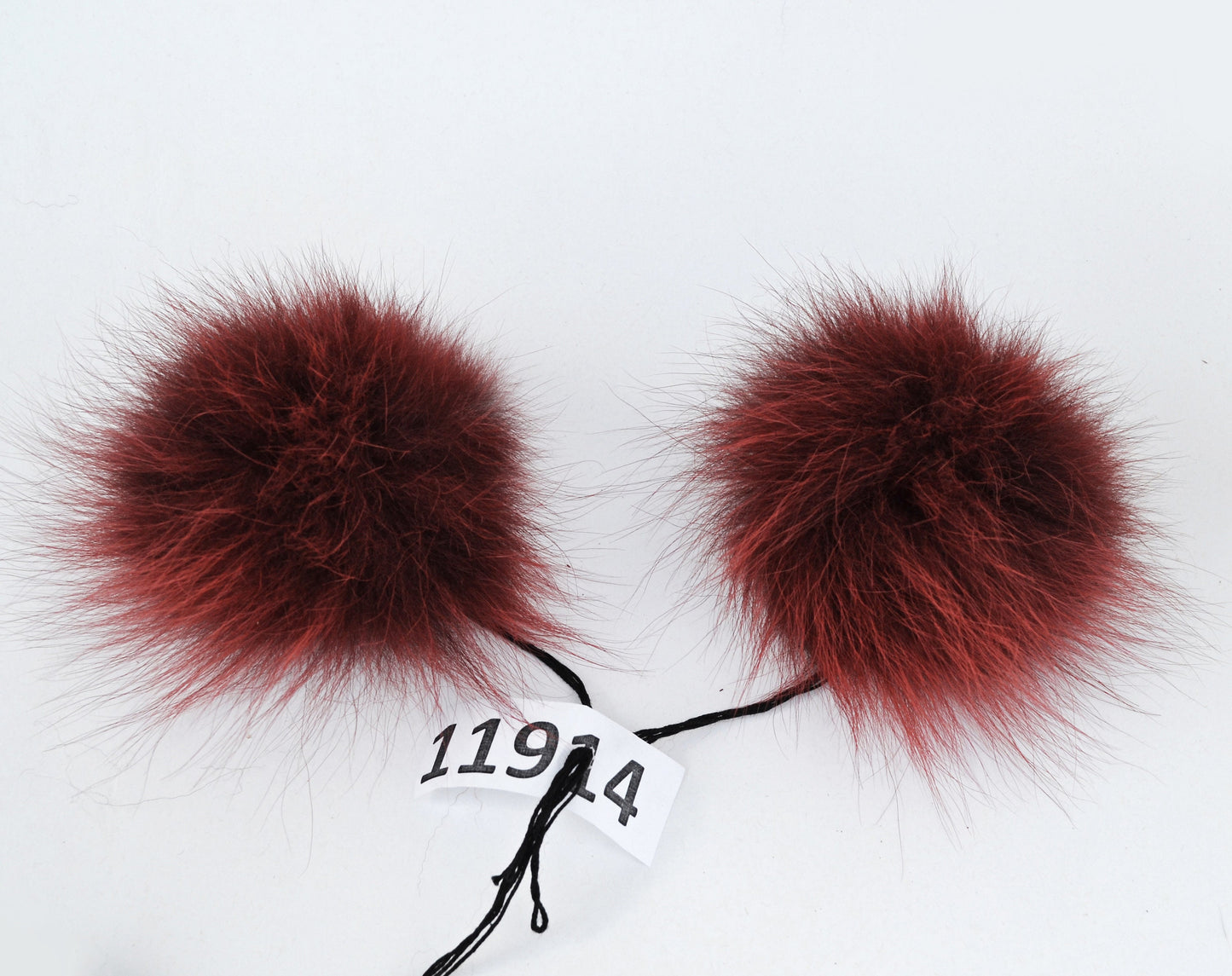 Red Fox Fur Pom Pom Pair: Detachable Knitted Hat Accessory (4.5")
