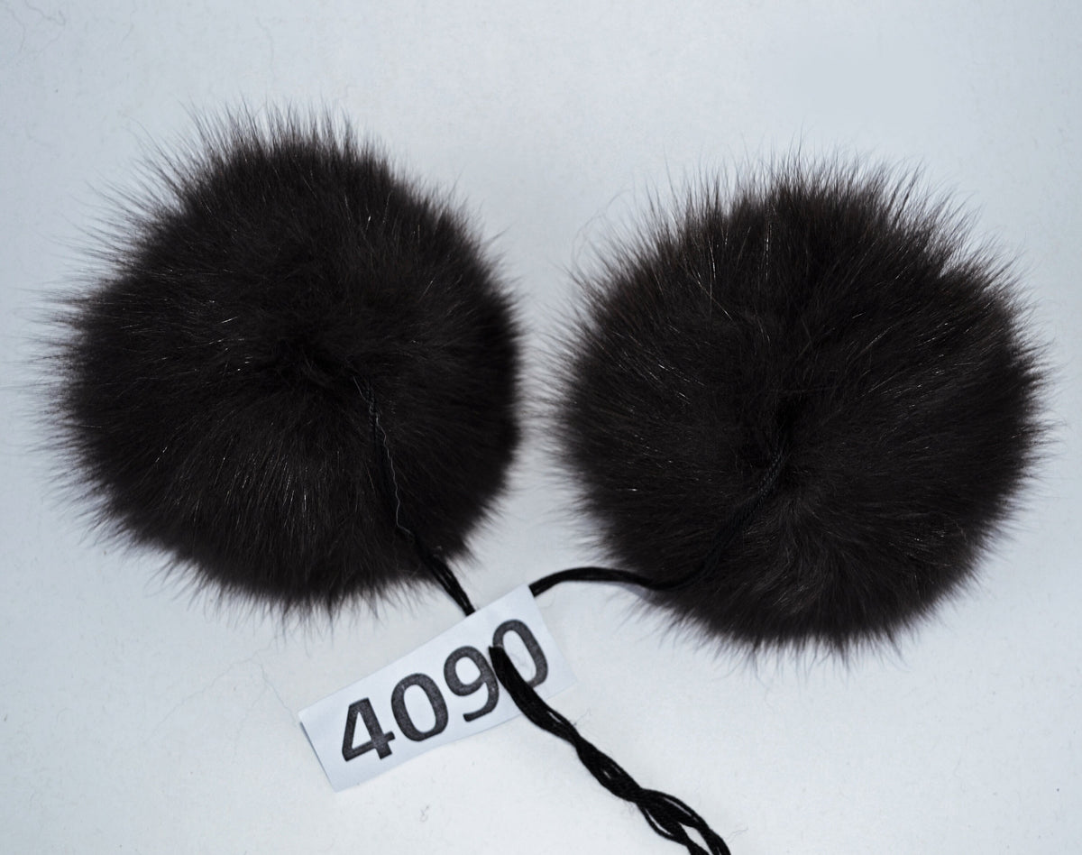 Brown Fox Fur Pom Pom Pair – genuine fox fur – image 3