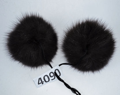 Brown Fox Fur Pom Pom Pair – genuine fox fur – image 3