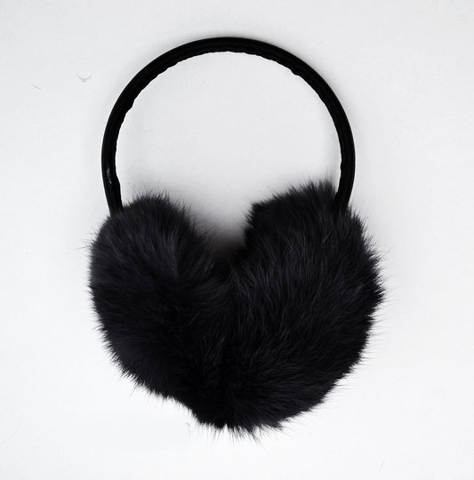 Black Fur Earmuffs, Real Fur Ear Warmer, Girls Earmuffs, Large Ear Muffs, Fluffy Ear Muffs, Earmuffs Women, Rabbit Fur Earmuff, Ear Warmers