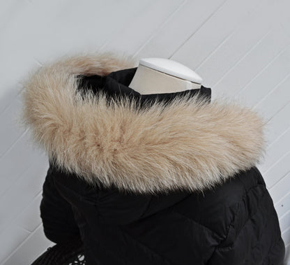 Beige Real Fox Fur Tail Hood Trim single – genuine fox tail fur – image 1
