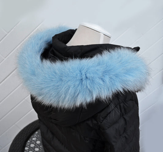 Real Fox Tail Fur Hood Trim - Blue Fur Ruff - Coat or Jacket