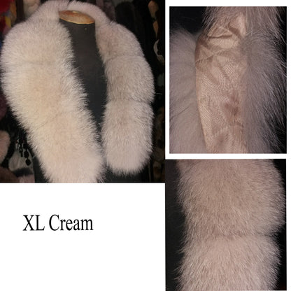 Arctic fox fur hood trim cut from genuine Arctic fox pelt – size XL – view 5