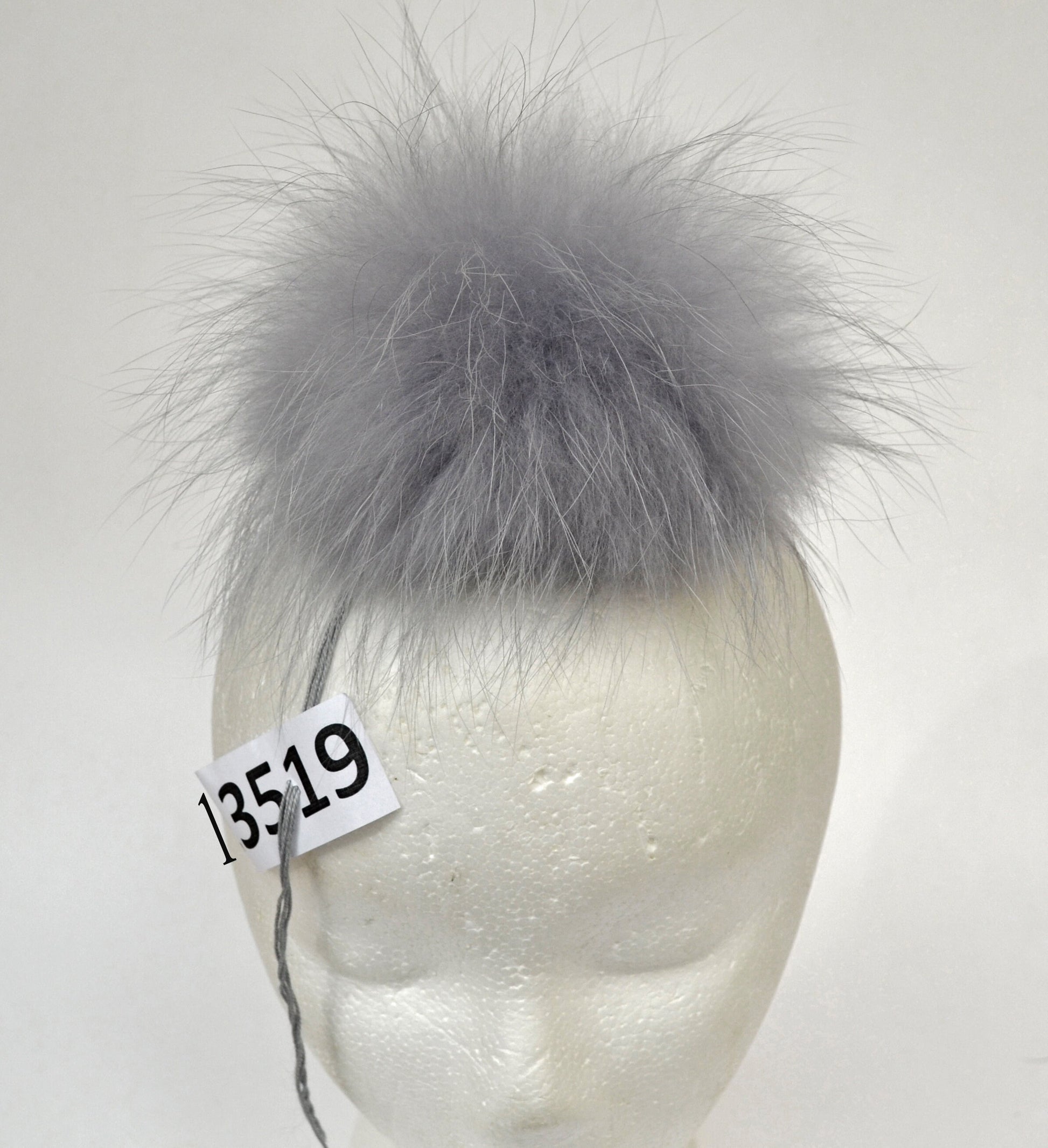 Extra Large Gray Raccoon Fur Pom Pom: Chunky Knit Hat Accessory