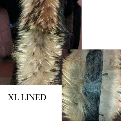 Natural Finnish raccoon fur hood trim cut from genuine Finnish raccoon pelt – size XXL – view 7