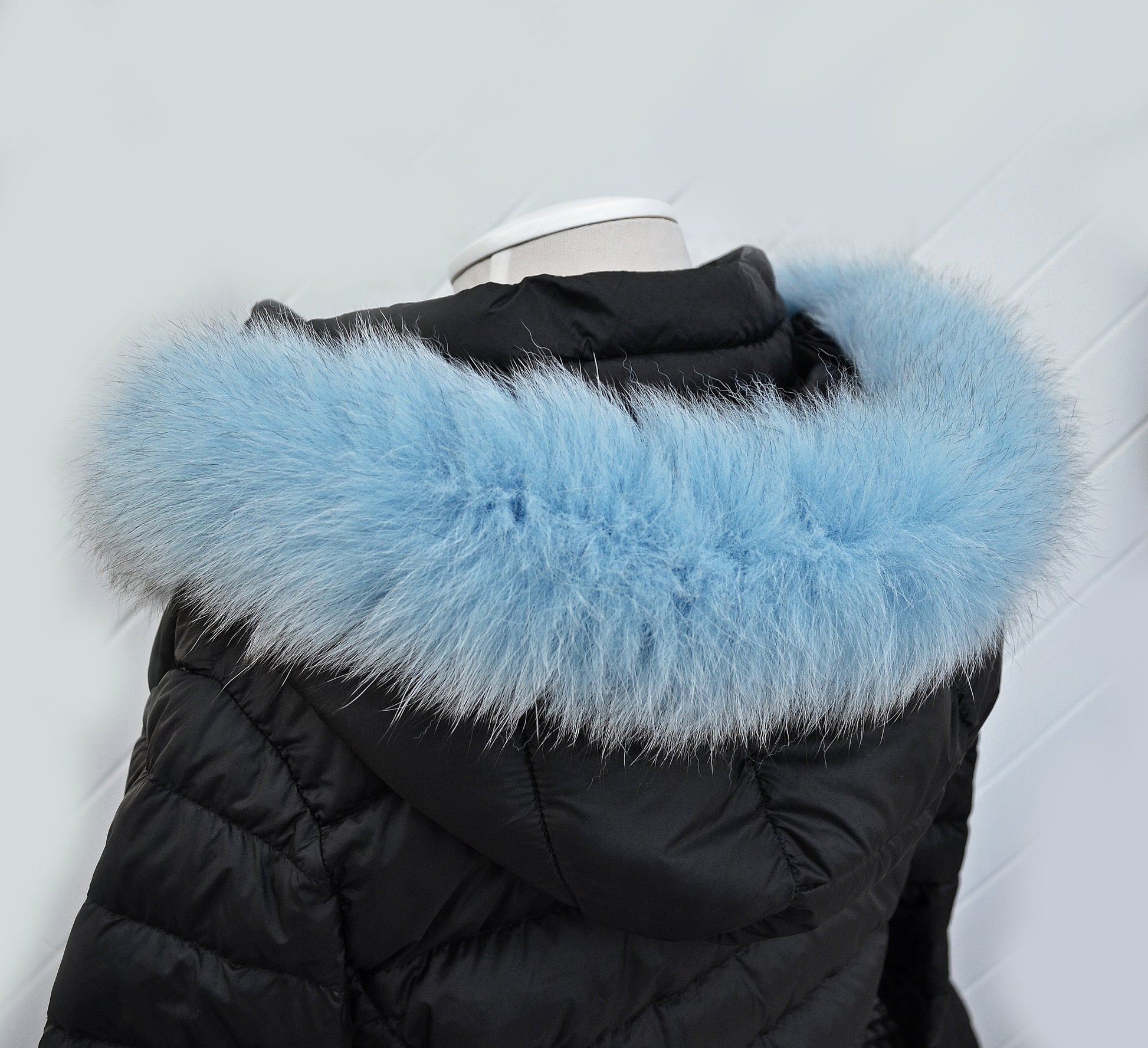 Real Fox Tail Fur Hood Trim - Blue Fur Ruff - Coat or Jacket