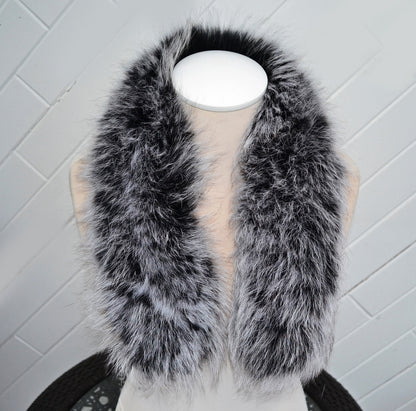 Silver Fox Look Fur Collar Trim double – genuine fox tail fur – image 4