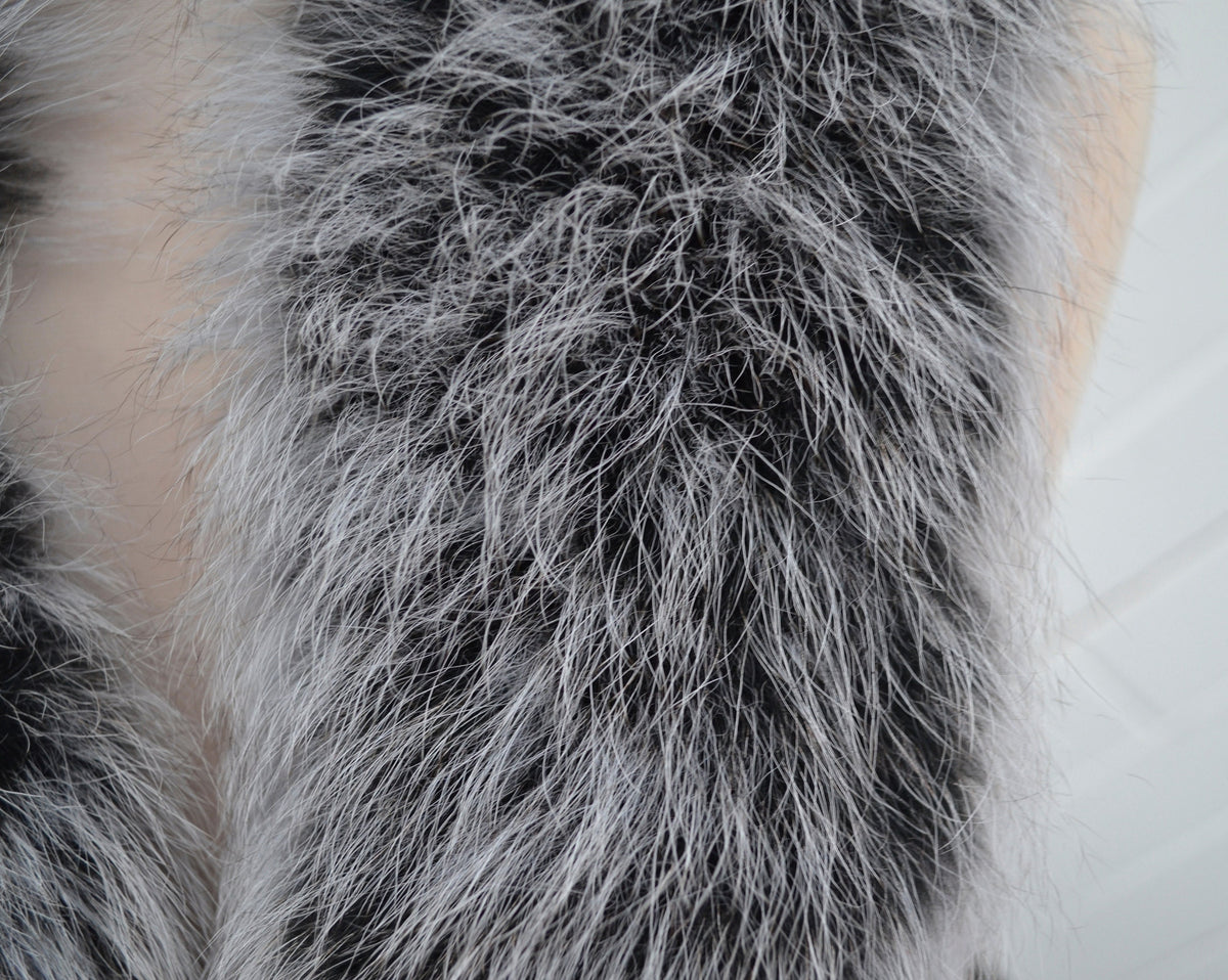 Silver Fox Look Fur Collar Trim double – genuine fox tail fur – image 5