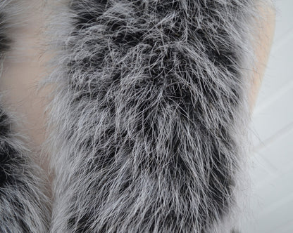 Silver Fox Look Fur Collar Trim double – genuine fox tail fur – image 5