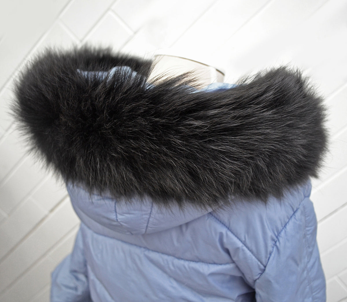 Silver Fox Look real fox fur hood trim made from fox tail fur – Double – view 4