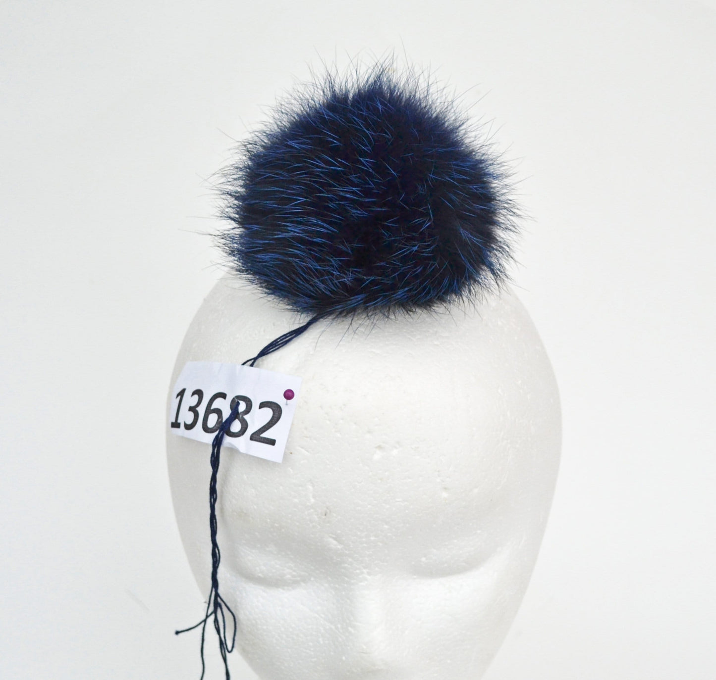 4.5" Blue Fox Fur Pom Pom: Handmade Knit Hat Ball