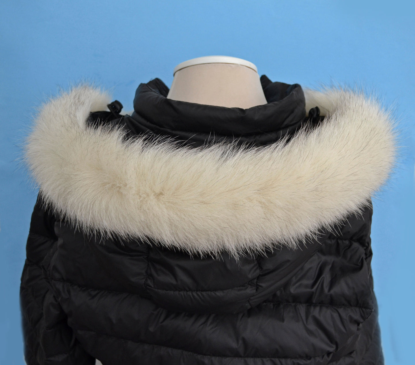 Ivory real fox fur hood trim made from fox tail fur – Single – view 3