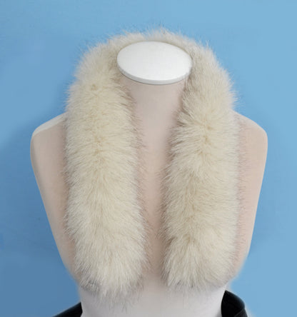 Ivory real fox fur hood trim made from fox tail fur – Single – view 6