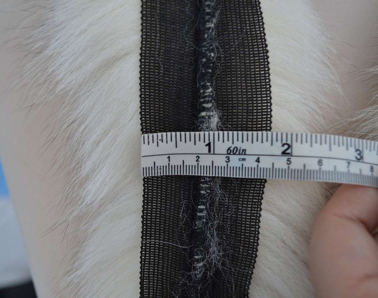 Ivory real fox fur hood trim made from fox tail fur – Single – view 7