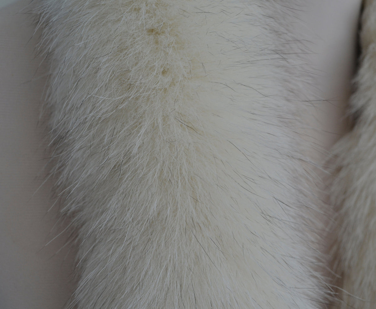 Ivory real fox fur hood trim made from fox tail fur – Single – view 8