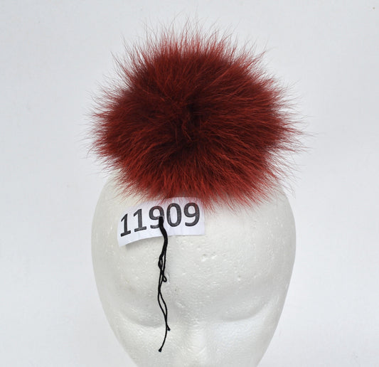 6" Red Fox Fur Pom Pom: Detachable Hat Accessory