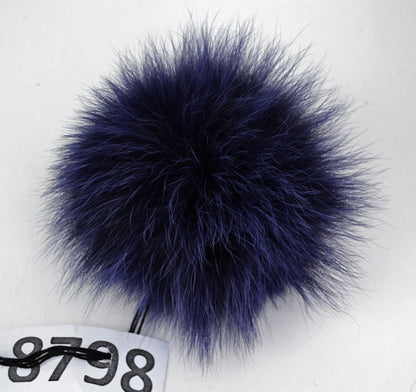 Blue Fur Pom Pom for Hat – genuine fox fur – image 2