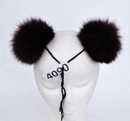 Brown Fox Fur Pom Pom Pair – genuine fox fur – image 1
