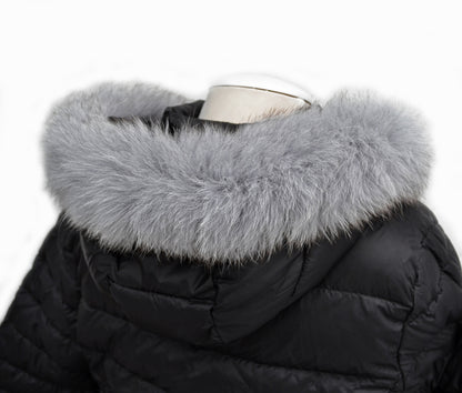 Gray Hood Fur Trim single – genuine fox tail fur – image 2