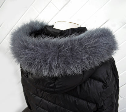 Gray (Graffit) real fox fur hood trim made from fox tail fur – Single – view 4
