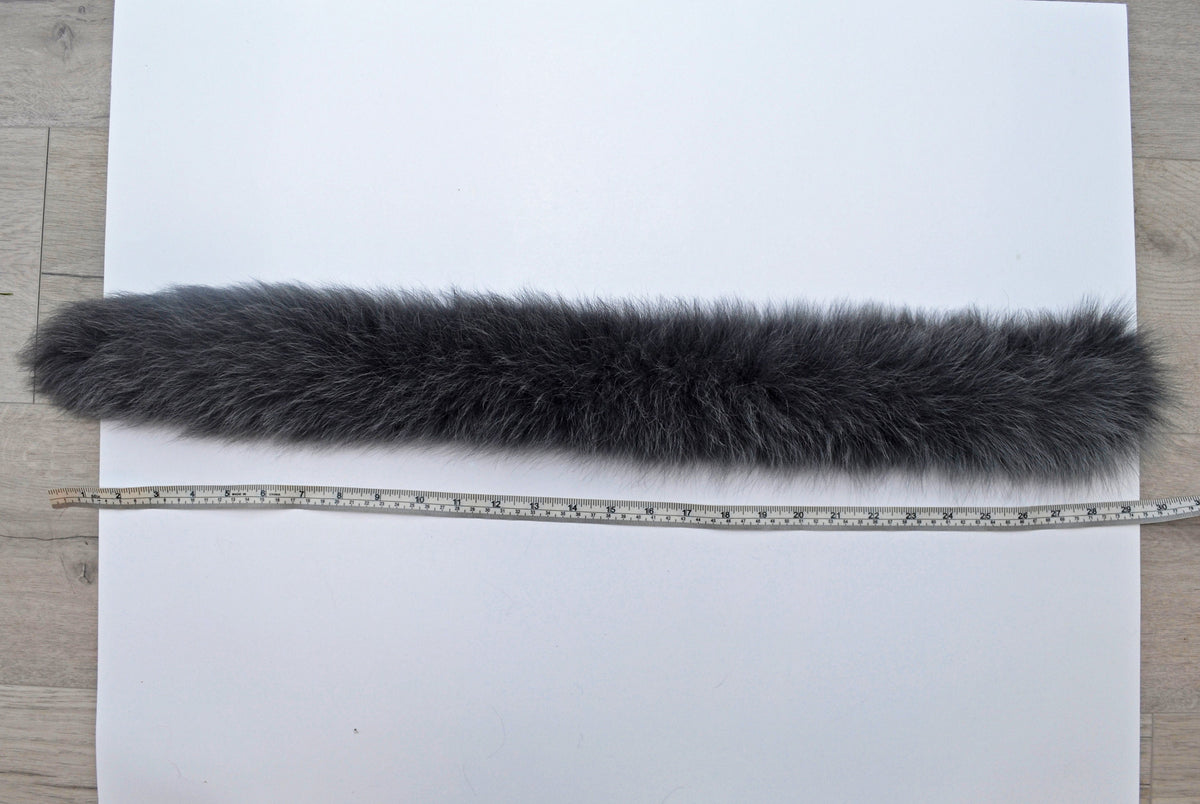 Gray (Graffit) real fox fur hood trim made from fox tail fur – Single – view 6
