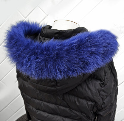 Royal Blue Real Fur Hood Trim single – genuine fox tail fur – image 5