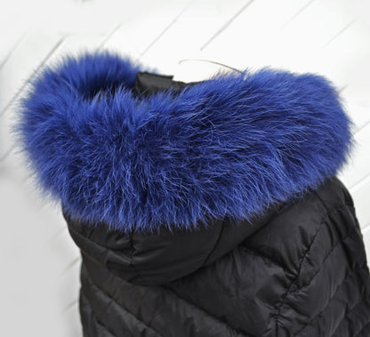 Royal Blue Real Fur Hood Trim single – genuine fox tail fur – image 4
